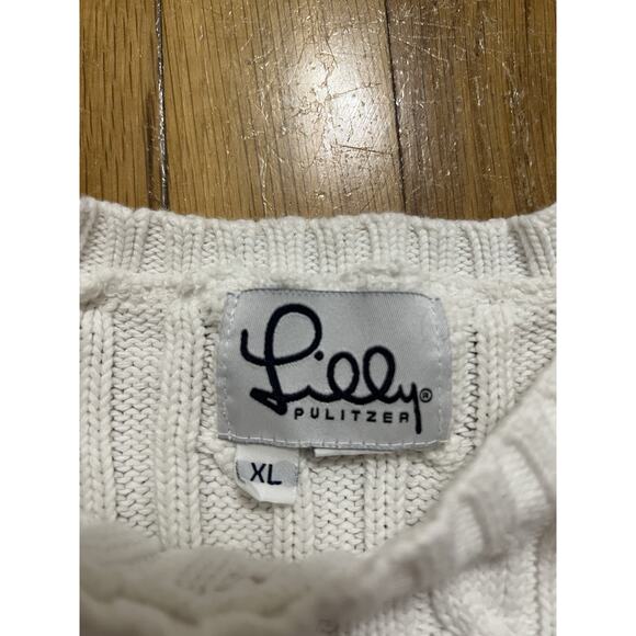Lilly Pulitzer White Pullover Sweater Cotton Knitted Size XL Fisherman A001431 - Picture 8 of 8